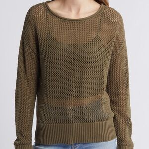 NWT Sanctuary Cotton Open Knit Sweater in Burnt Olive Size Small